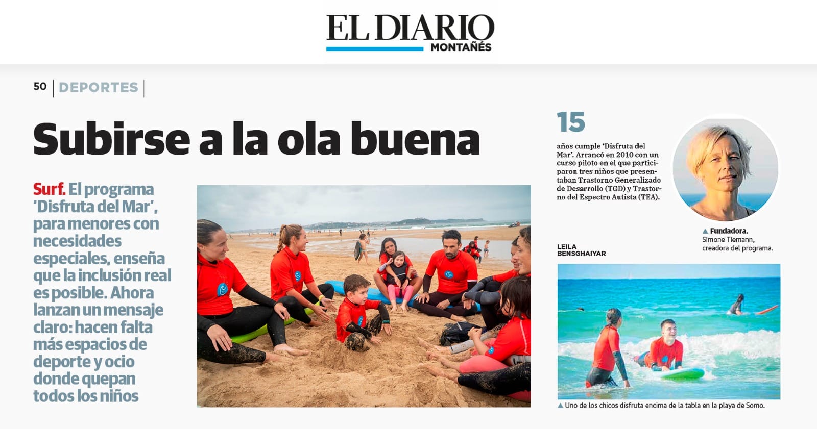 Aniversario Disfrutar el Mar - Diario montañes - Simone Tiemann